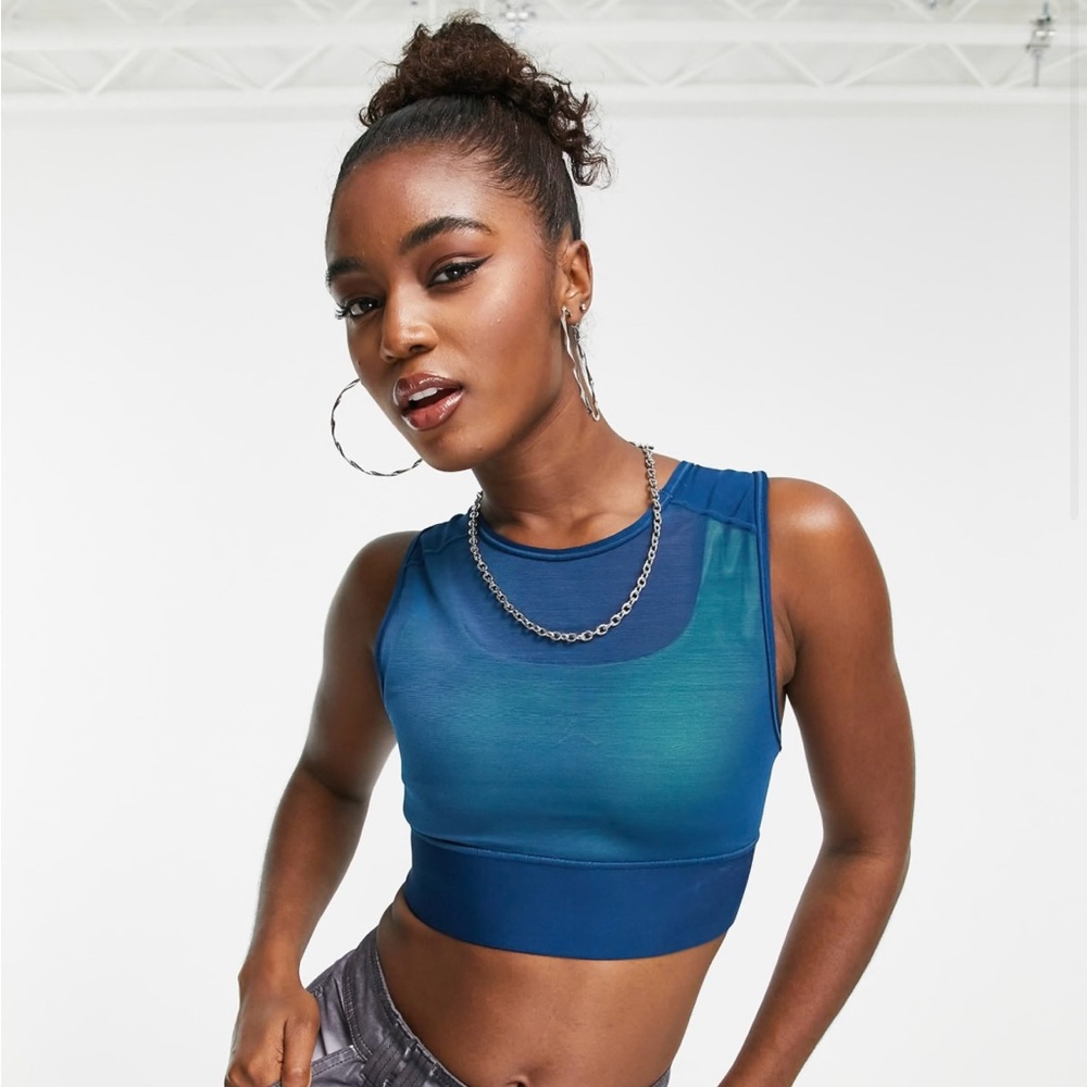 Jordan split layer sports bra in valerian blue.
